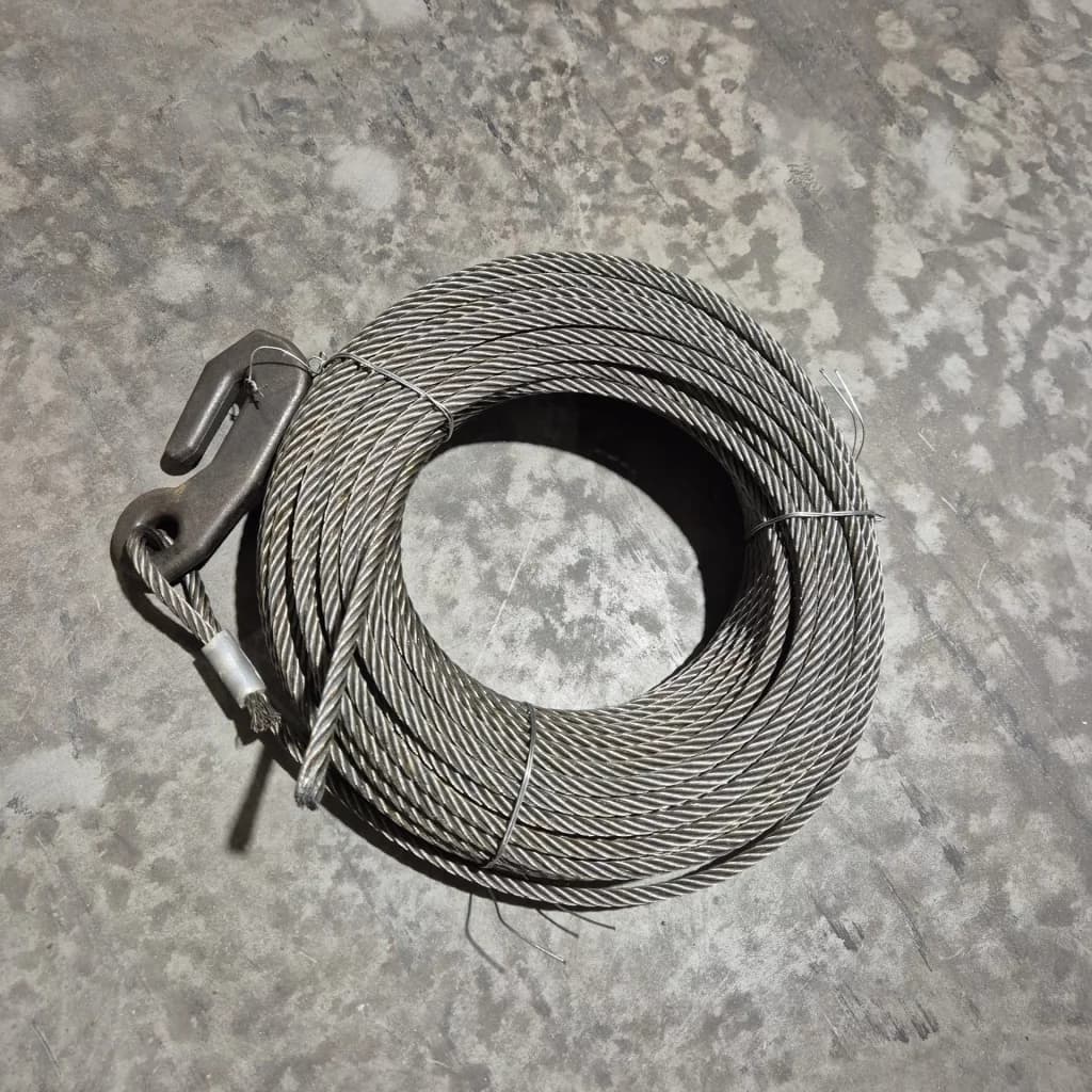 Skogswire / stålwire - 50 m - 11 mm - m/krok br.styrke 7,6t